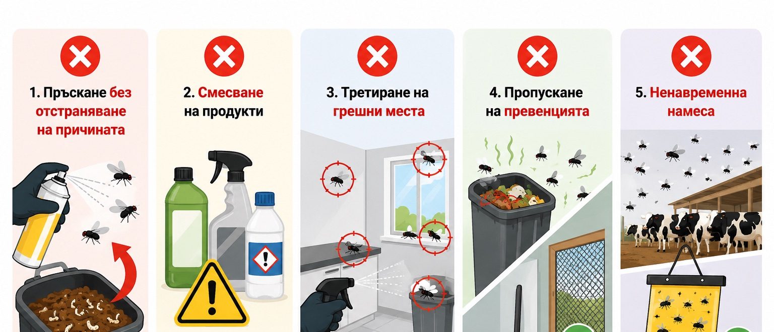 Инфографика за Чести грешки в борбата с мухи